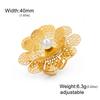 Cazador Big Flower Women's Ring Gold Color Open Rings Stainless Steel Adjustable Jewelry Waterproof Party Wedding Gifts Trendy