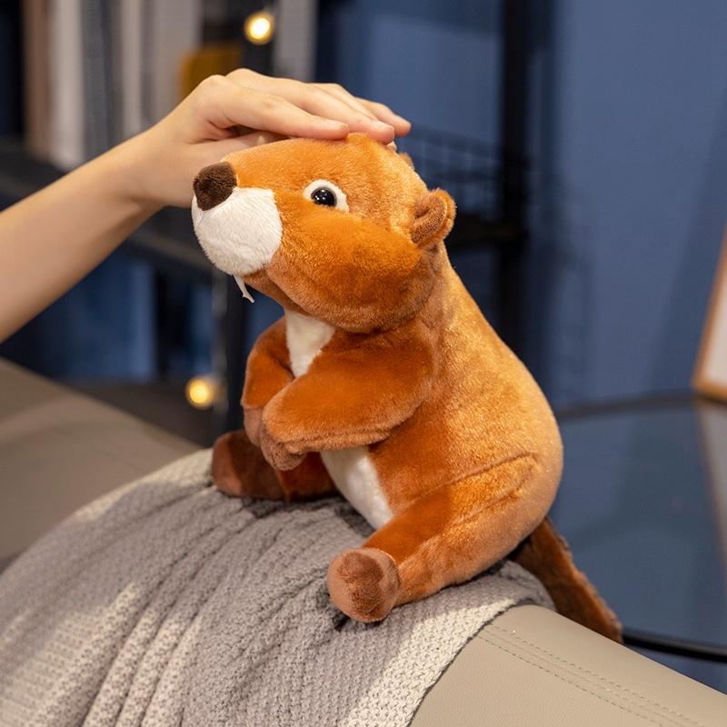 New Simulation Sitting Beaver Plush Doll Cartoon Fluffy Beaver Toy For Children Lovely Birthday Christmas Gift Doll Room Decor