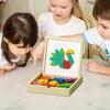 Magnetic Wooden Pattern Blocks Set STEMs Geometry Learning Toys For Kids 4-8, Educational Puzzle With Activity Cards