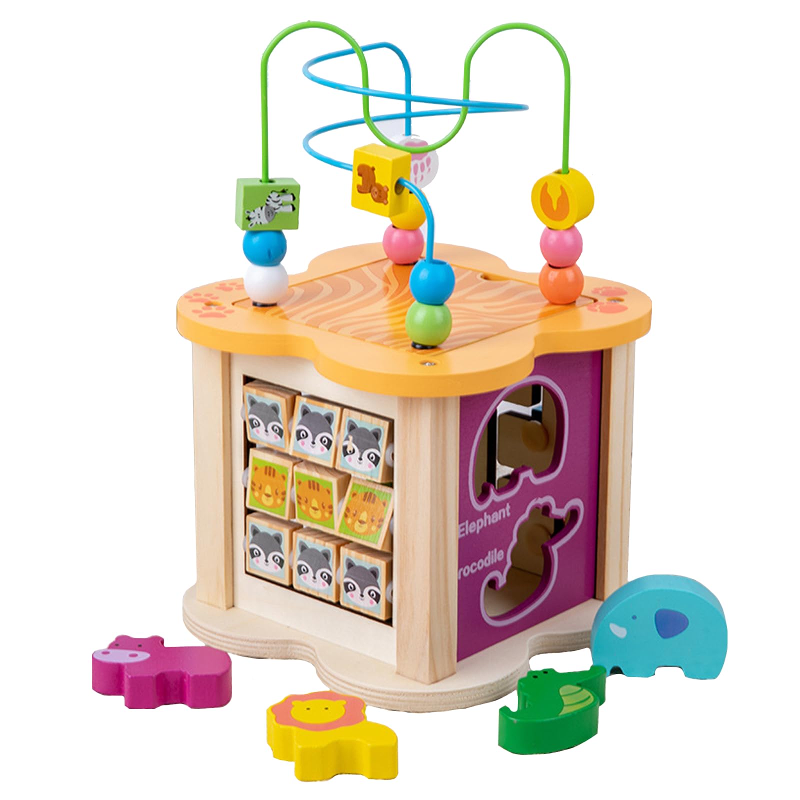 

TOMMYFIELD Montessori Toy for 1-Year-Olds, Educational Wooden Toy with Multifunctional Clock and Building Blocks (6 in 1) [Product]