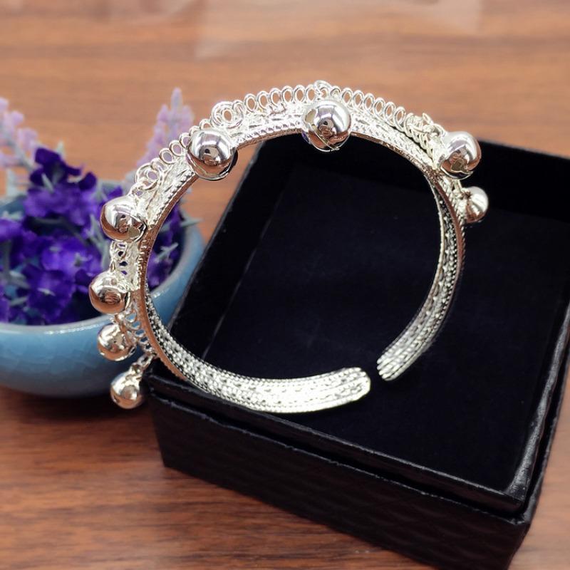 Retro Silver Eight Bells Bracelet, Dance Opening Bracelet, Versatile Jewelry Girls Bracelet