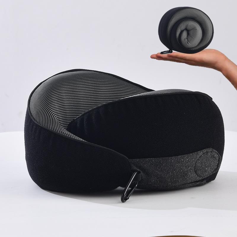 Memory Foam Travel Neck Pillow - Portable & Compressible U-Shaped Support for Airplane, Office Nap & Cervical Relief