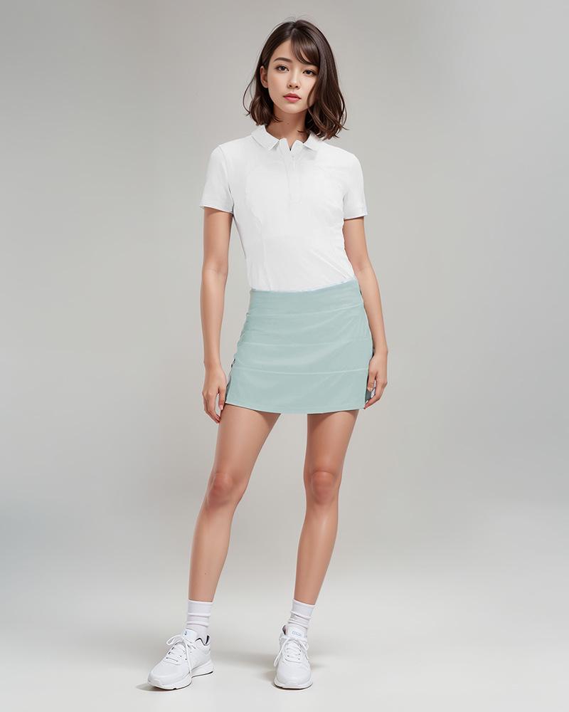 Women's Nude-Fabric Pleated Tennis Skirt with Built-In Shorts – Versatile and Anti-Exposure Design for Outdoor Activities