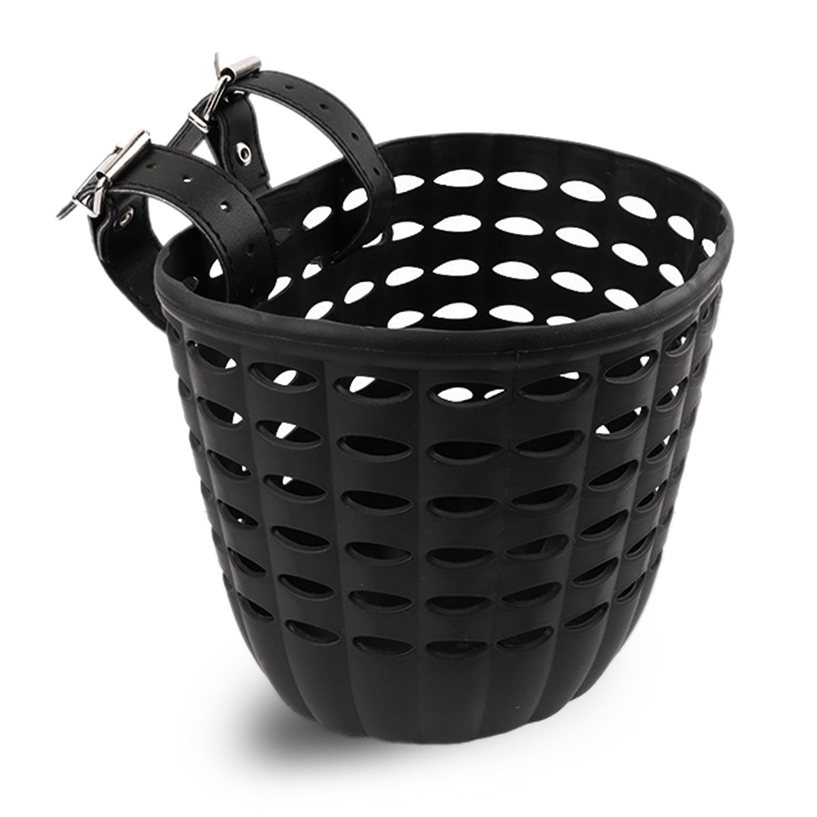 Children s Plastic Bike Basket with Installation Buckle Bike Hanging Basket for Kids Holiday Birthday Gift Leather buckle чёрный
