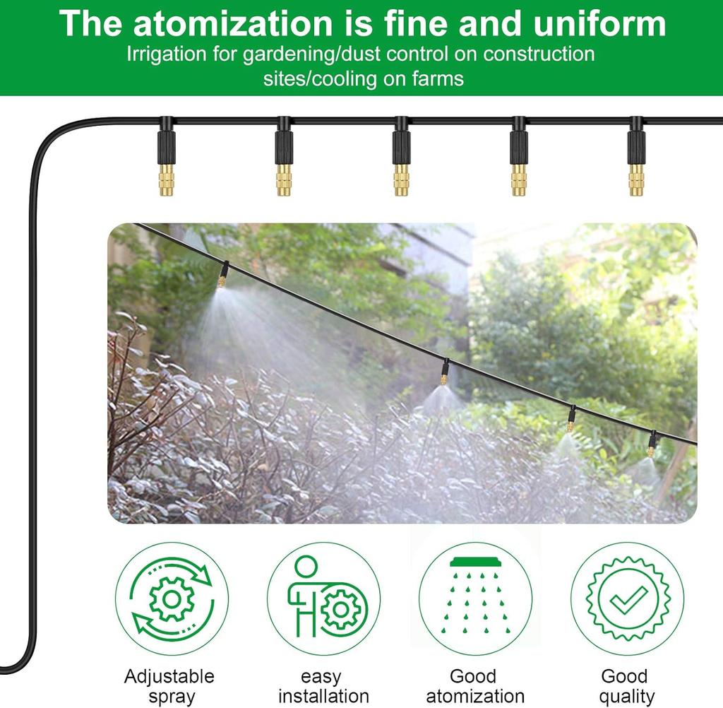 30/50Pcs 4/7PVC Outdoor Misting Cooling System Garden Irrigation 1/4'' Brass Adjustable Atomizer Micro Sprinkler