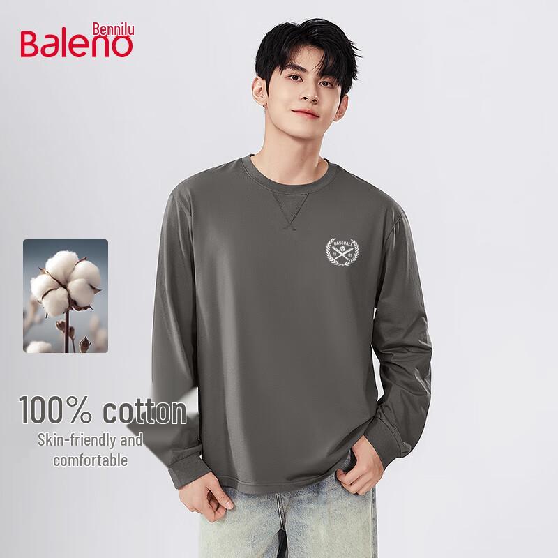 Baleno Men s Loose Fit Crew Neck Cotton Sweatshirt L