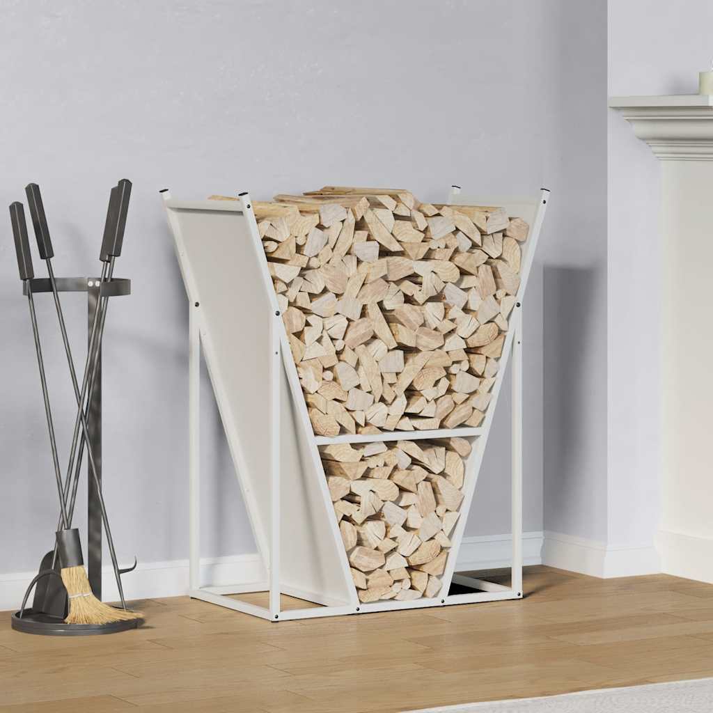 Firewood Rack White 69.5 x 35 x 81 cm Cold Rolled Steel