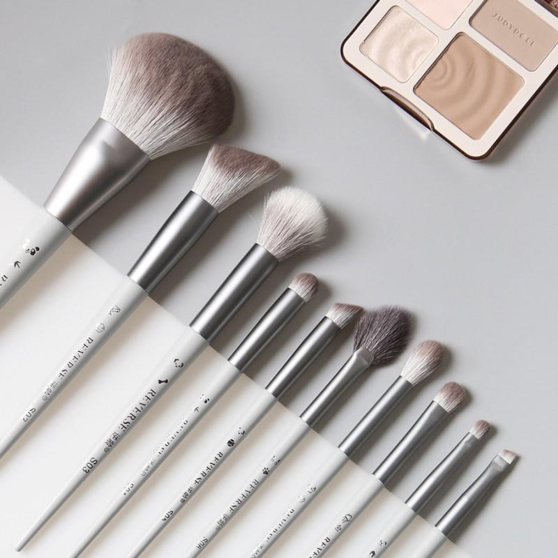 10-Piece Soft Synthetic Makeup Brush Set Portable Professional Kit Face Eyes Blending