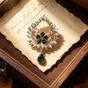 Court-style Emerald Garland Brooch, Luxurious Waterdrop Heart-shaped Pendant Pin