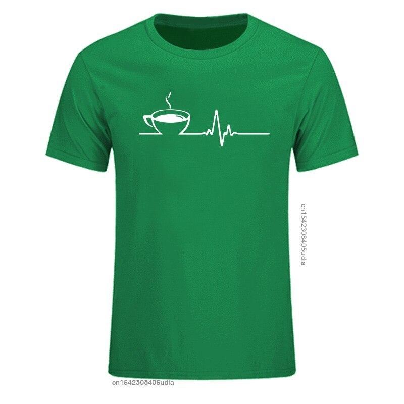 T Shirt Brand Men Short Sleeve Round Collar Coffee Heartbeat Camisas Casual The Funny Tshirt Printing T Shirts