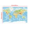 Large Political World Map Wall Poster,Educational Physical Map for School Classroom,Home & Office Decor,Waterproof Travel Map Art