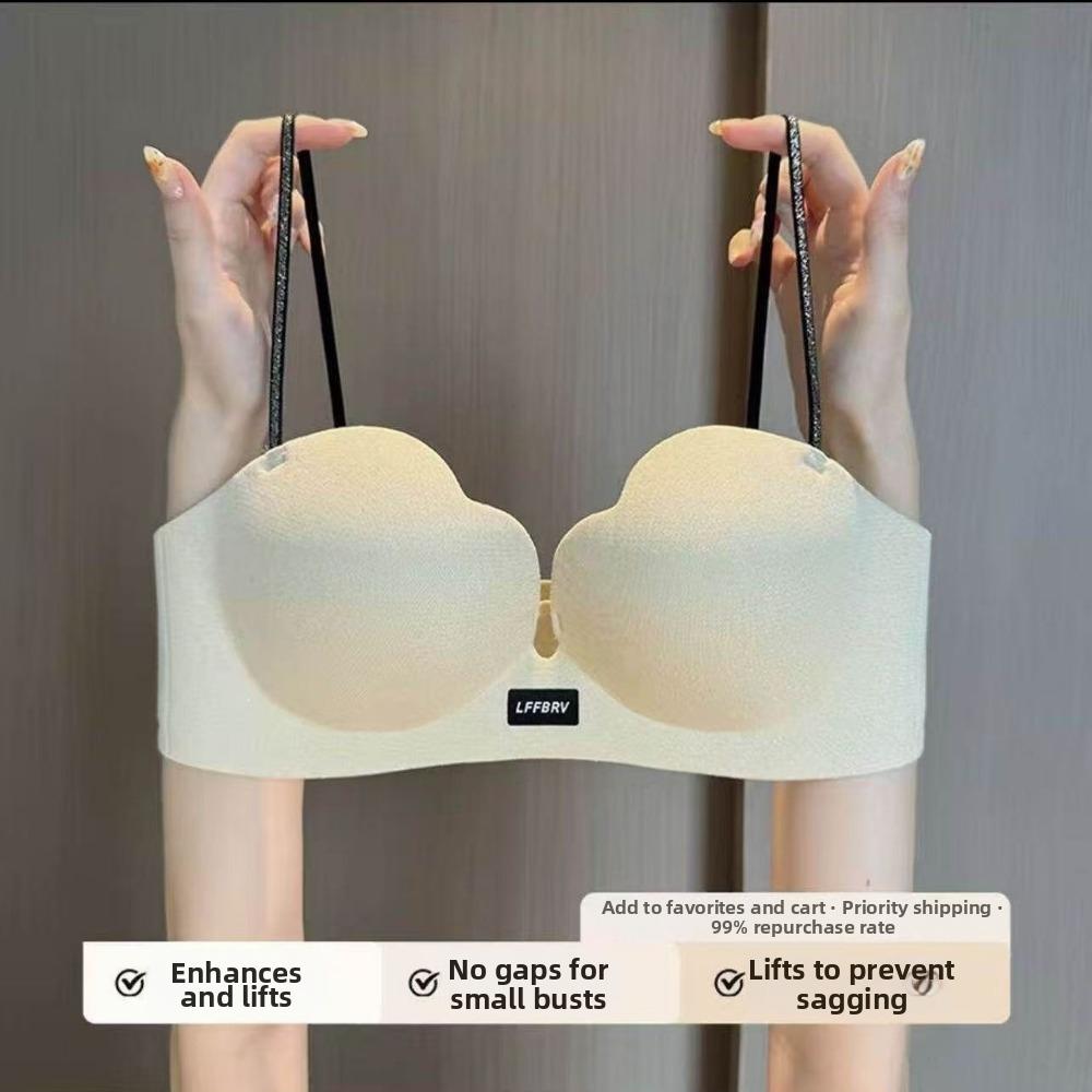 Shiny Petal Cup Bra Lifting Thick Padded Bra Adjustable Straps Push Up Bra Small Bust