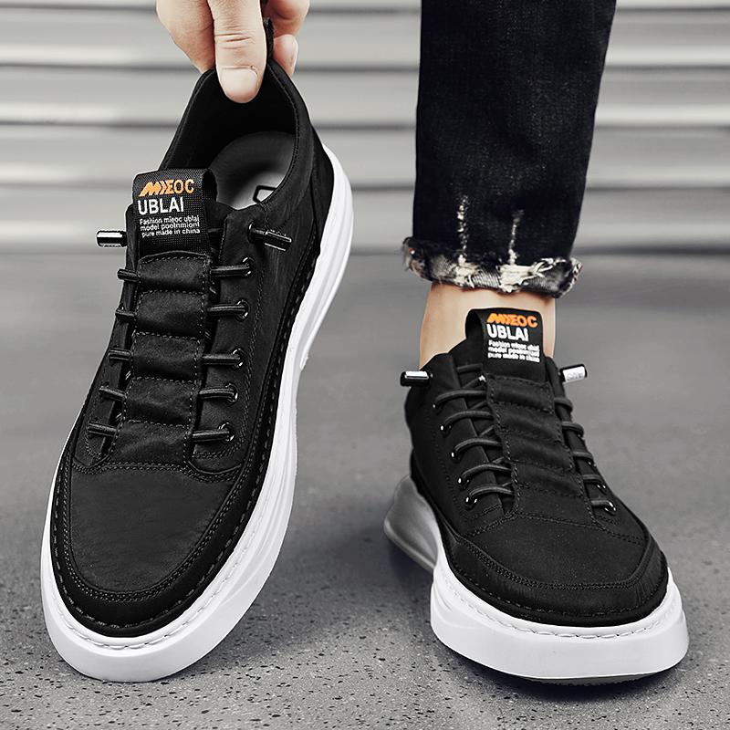 FashionLace-Up Leather Fashion Men Driving Shoes 2024 New Arrival Breathable Mens Sneakers All-match Non-Slip Men's Vulcanize Shoes