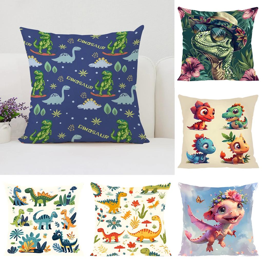 40x40 Cushion Cover Dinosaur Land Pillow Cover Sofa Decoration Children's Room Decorative Pillow Cover Kids Exquisite Gift