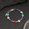 Creative Bohemian Titanium Steel Enamel Bracelet Necklace - Unisex Handmade Thick Square Link Chain