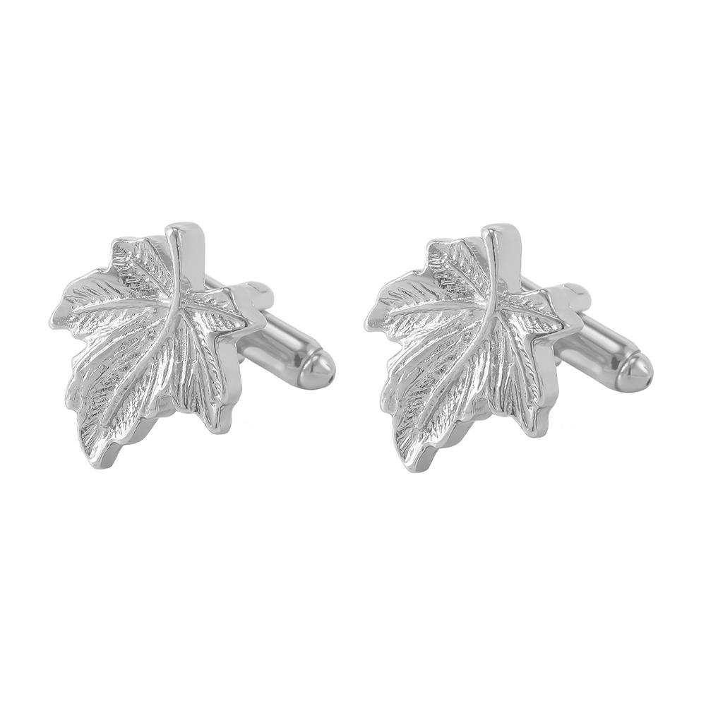 

2 Pcs Maple Leaf Cufflinks for Men Gold Silver Tone Cuff Links Shirt Tuxedo Punk Hippop Jewelry Accessories