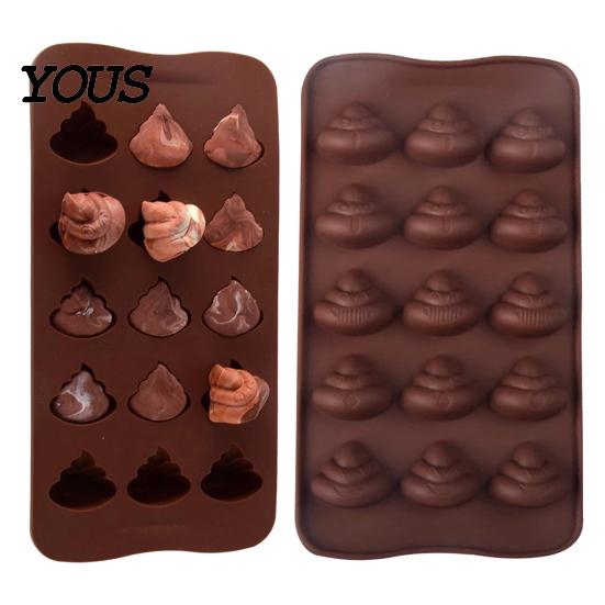 Silicone Molds for Cake Toppers Funny Poop Chocolate Mold, 15 Cavity Baking Tray, Non-stick Heat DIY Fondant Decorating Tools Resistant Dessert