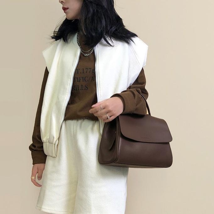 Fashi Shoulder Soft Leather Women's Bag,Large Capacity Hundred Crossbody Tote Underarm Bag, Genuine Leather Women's Bag