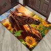 Sunflower Horse Rug: Warm Sunset Landscape for Inviting Living Rooms - Beautiful Farmhouse Style Carpets | Equestrian Decor