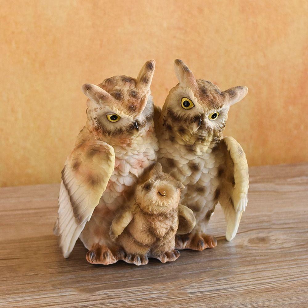 Waterproof Animal Statue Resin Miniature Figurine Sculpture Crafts Owl Ornament  Home