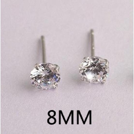 Luxury Female 6/7/8mm Round Lab Diamond Earrings 100% Real 925 Sterling Silver Earrings For Women Small Screw Stud