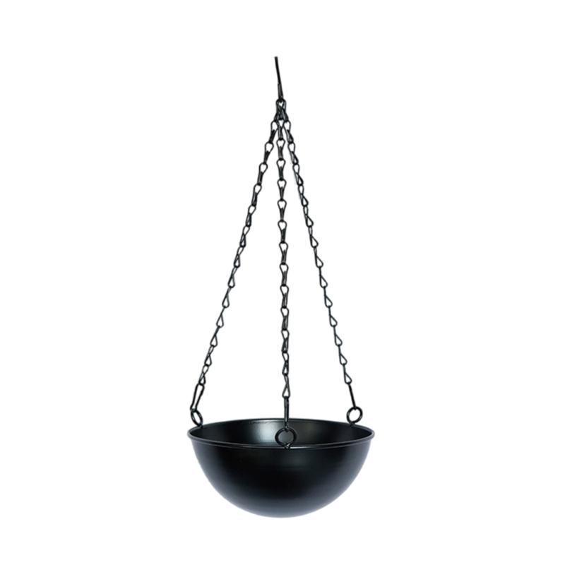 

Round Metal Hanging Flower Pots Planter With Drainage, Chain Included, For Home Porch Garden Outdoor Indoor Decoration
