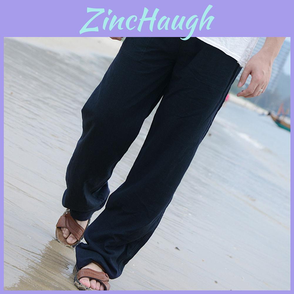 Premium Quality 2018 Men's Linen Loose Pants For Beach And Yoga With Drawstring Comfort