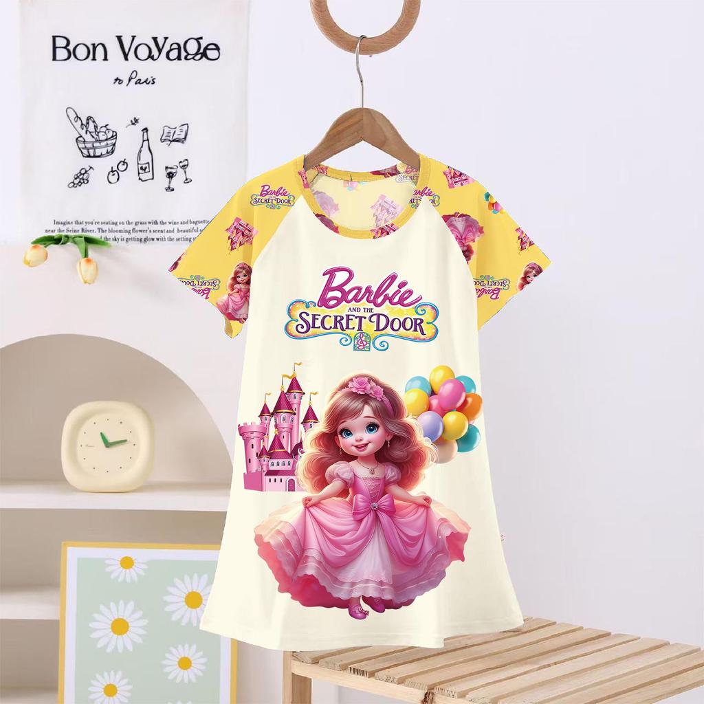 Kids' Summer Princess Pajama Dress - Cartoon Demon Slayer Theme