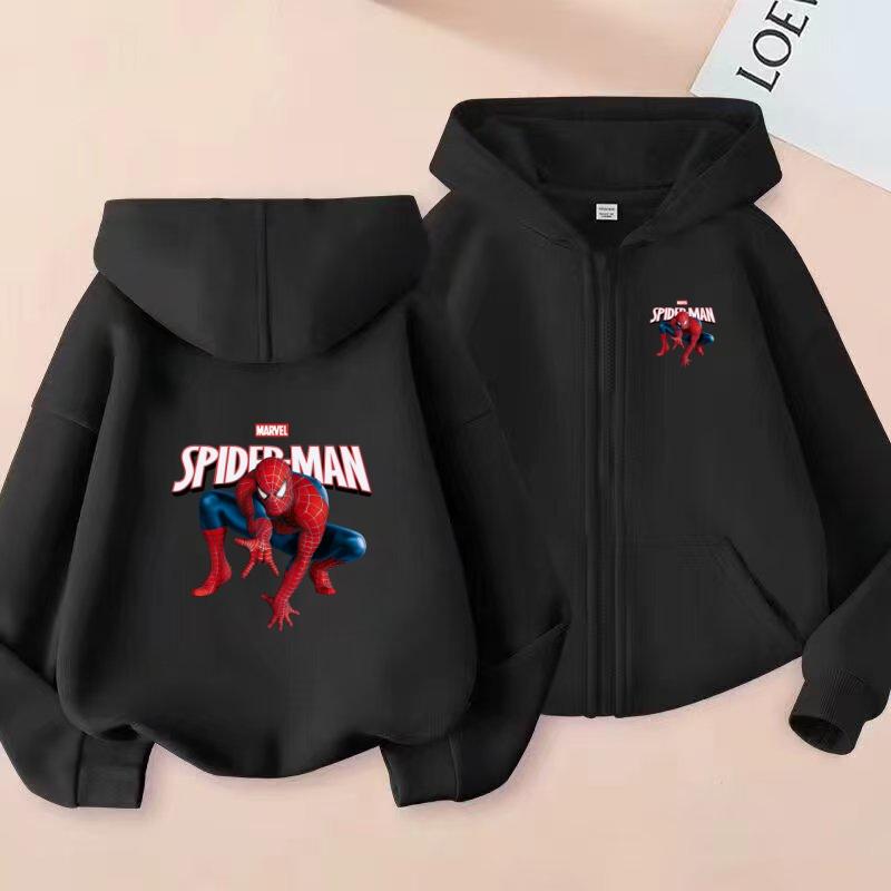 Children’s Zip-Up Jacket – Spider-Man Themed Hoodie for Boys and Girls (Ages 3–12) – Thickened Long-Sleeve Casual Outerwear for Autumn and Winter
