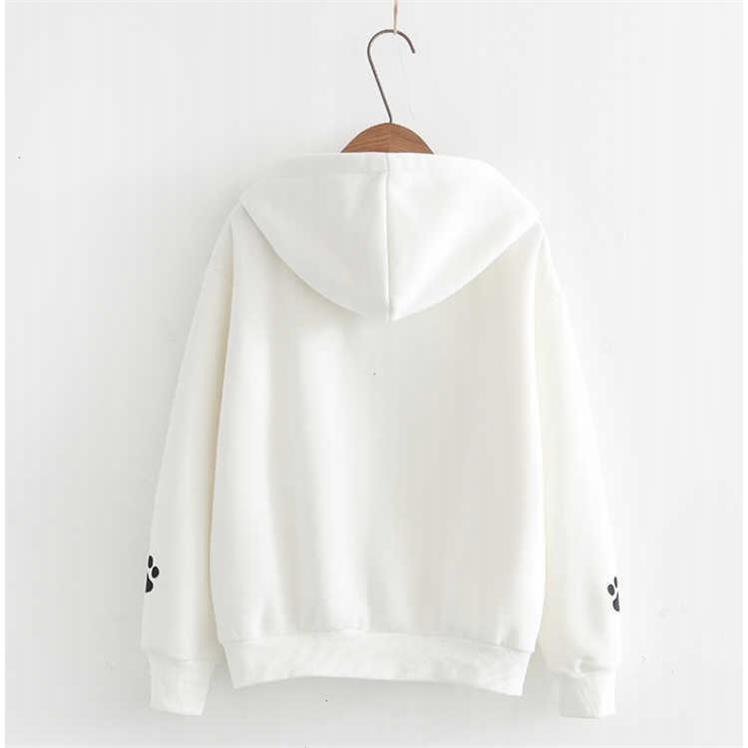 Women's Plus Velvet Hooded Sweatshirt - Korean Style, Loose Fit for Autumn/Winter, Best Friend Outfit, Japanese-Inspired, Thick & Versatile Outerwear