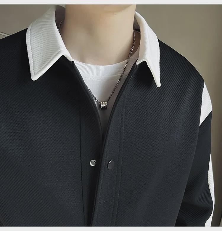 Men's 2023 Spring Korean Casual Trend Lapel Jacket - Stylish Color Block Fashion Top