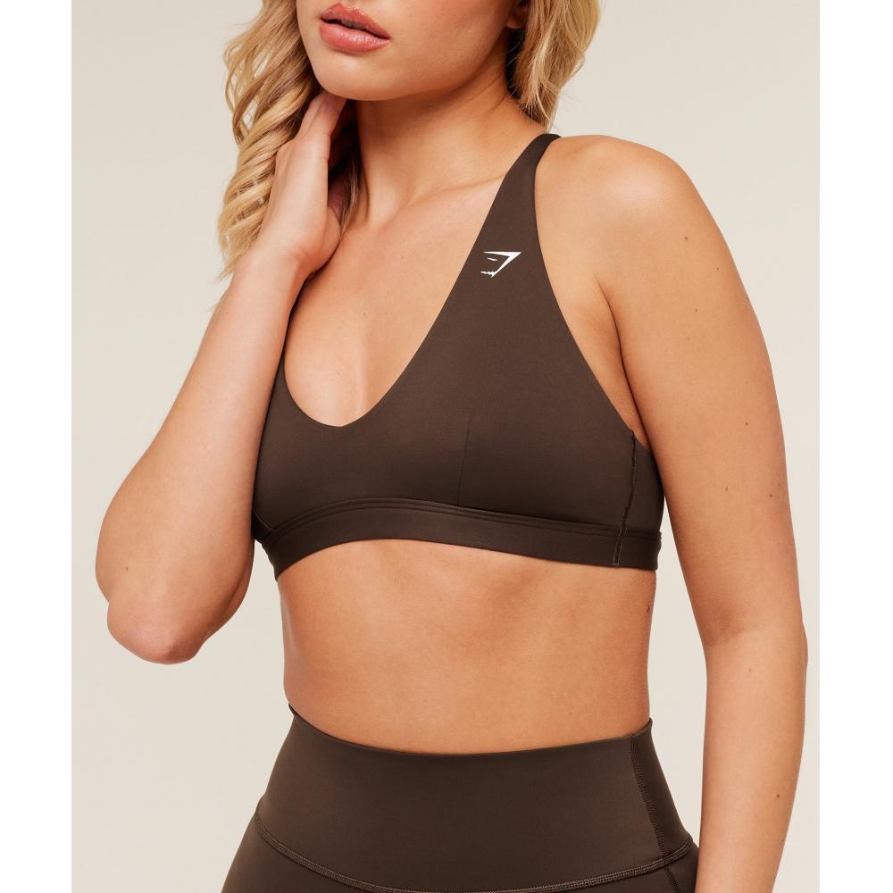 Gymshark Flow Light Support Sports Bra Archive Brown B4c1u Nby8