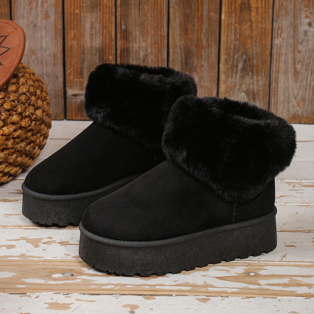 Winter New Casual Round Toe Women Slip-on Platform Snow Boots Women Outdoor Fashion Ankle Short Boots Shoes for Women
