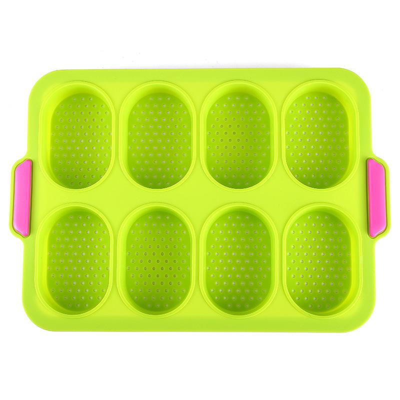 Oval 8-Grid Non-Stick Silicone Cake Mold for Home Baking