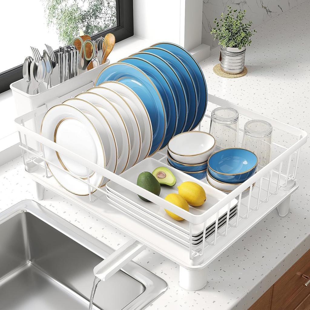 Narrow Design Multi-Functional Kitchen Sink Drain Rack Japanese-Style Dish Utensil Holder with Drainage Tray for Bowls