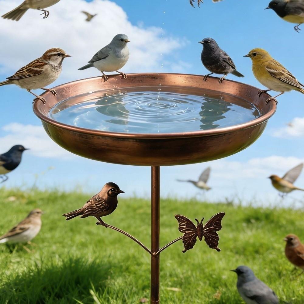 Rustproof Iron Garden Birdbath Anti-leakage Bird Feeding Station Durable Hummingbird Feeder Porch