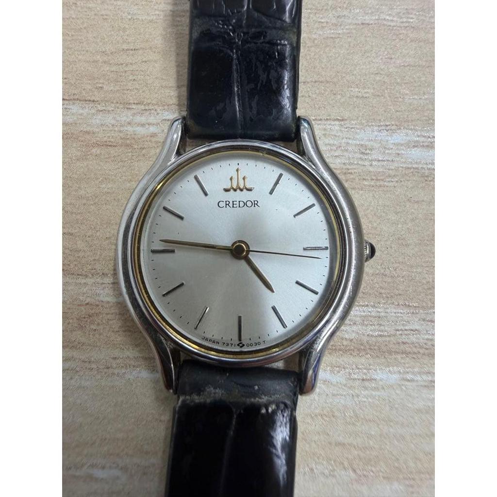 Used CREDOR Watch Ladies Silver Black Working Item