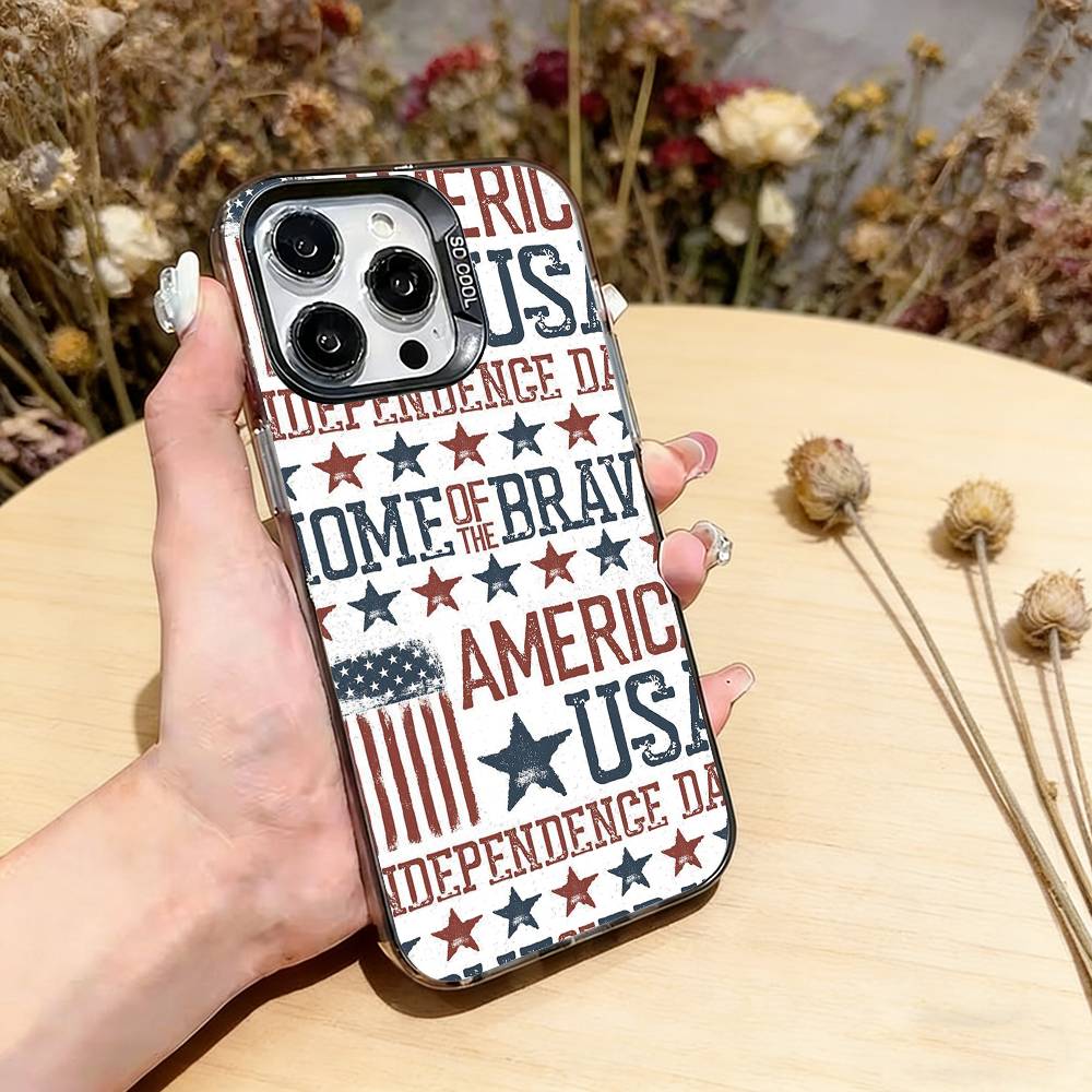 The Culture of the American Flag Phone Case For iPhone 17,16,15,14,13,12,11 Plus,Pro Max,XS,Colorful Silver Black Cover