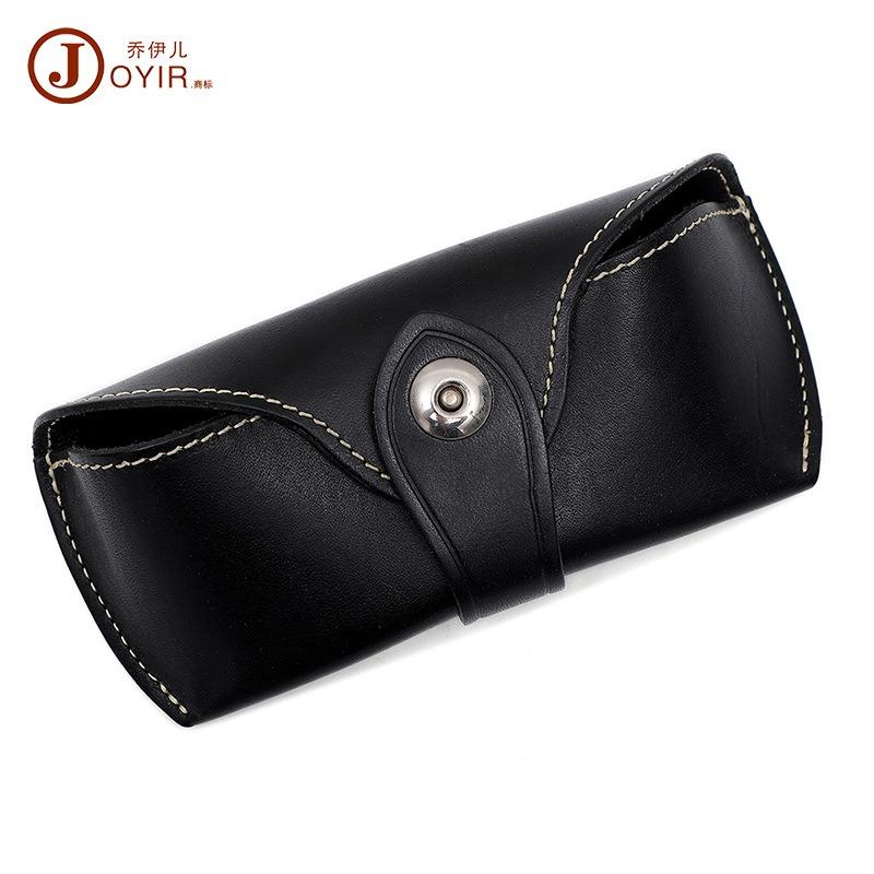 JOGUJOS Genuine Leather Glasses Case Retro Sunglasses Sunglasses Universal Cowhide Glasses Bag Portable Anti-pressure Glasses Case