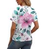 Moda Donna Top a Fiori Manica Corta Scollo a V Casual T-shirt con Bottoni Top