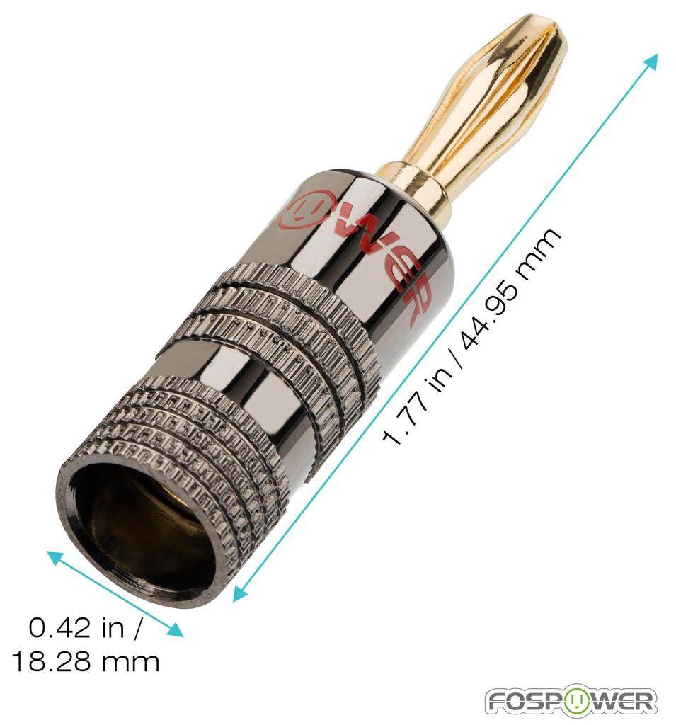 FosPower of 24 12 High Quality Solderless Banana Plug Connector Connection Type 24k Gold Plated Metal Banana Plug Speaker Cable Speaker Wire for Wall