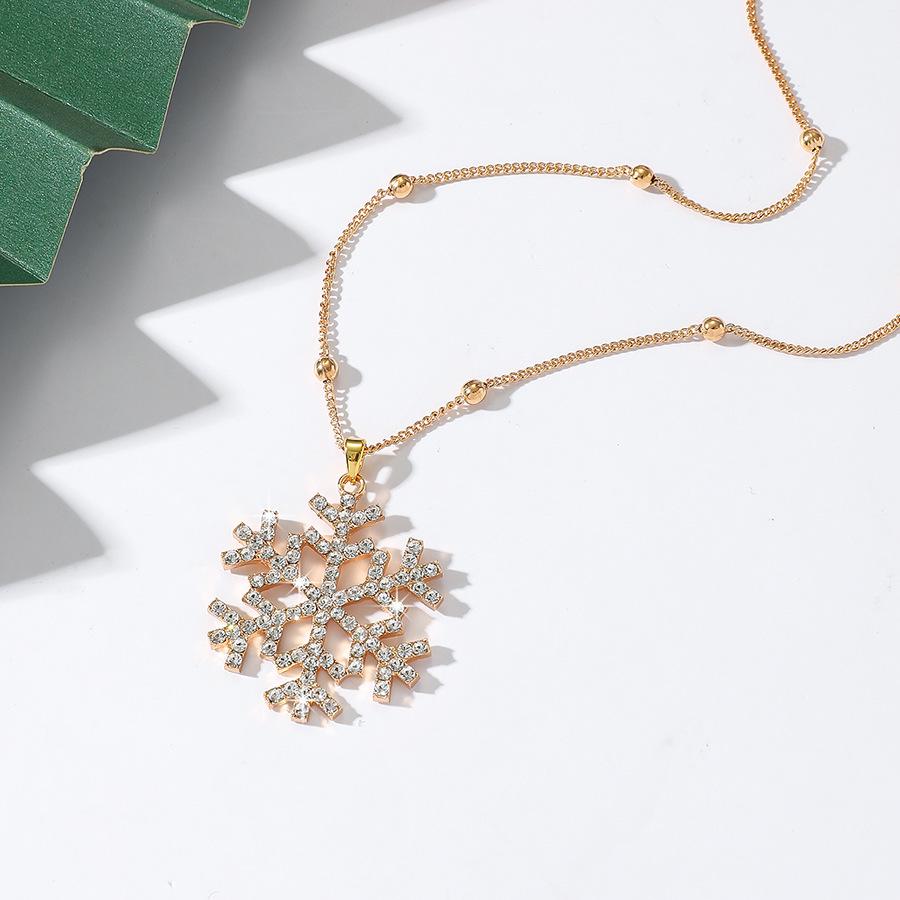Diamond Rhinestone Snowflake Necklace, Christmas Gift, Bestseller золотой