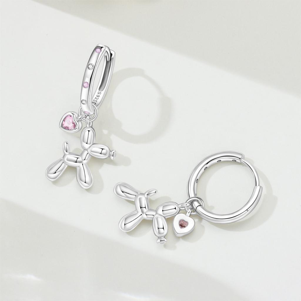 Orstarry S925 Silver Earrings Cute Pet Balloon Dog Cat Tassel Paw Print Earrings For Women Birthday Gift Silver Jewelry
