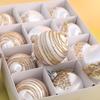 Silk Thread Wave Christmas Balls – Hand-painted Tree Ornaments, 6cm, Set of 12