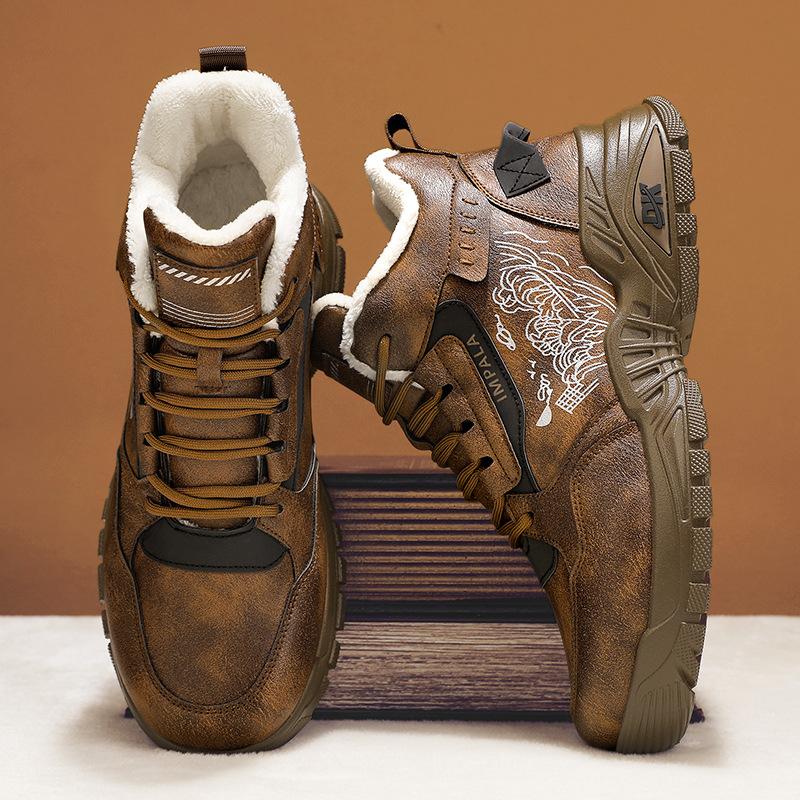 

Martin boots men s autumn and winter new youth casual fashion versatile leather wear-resistant labor insurance high-top shoes 44 коричневый