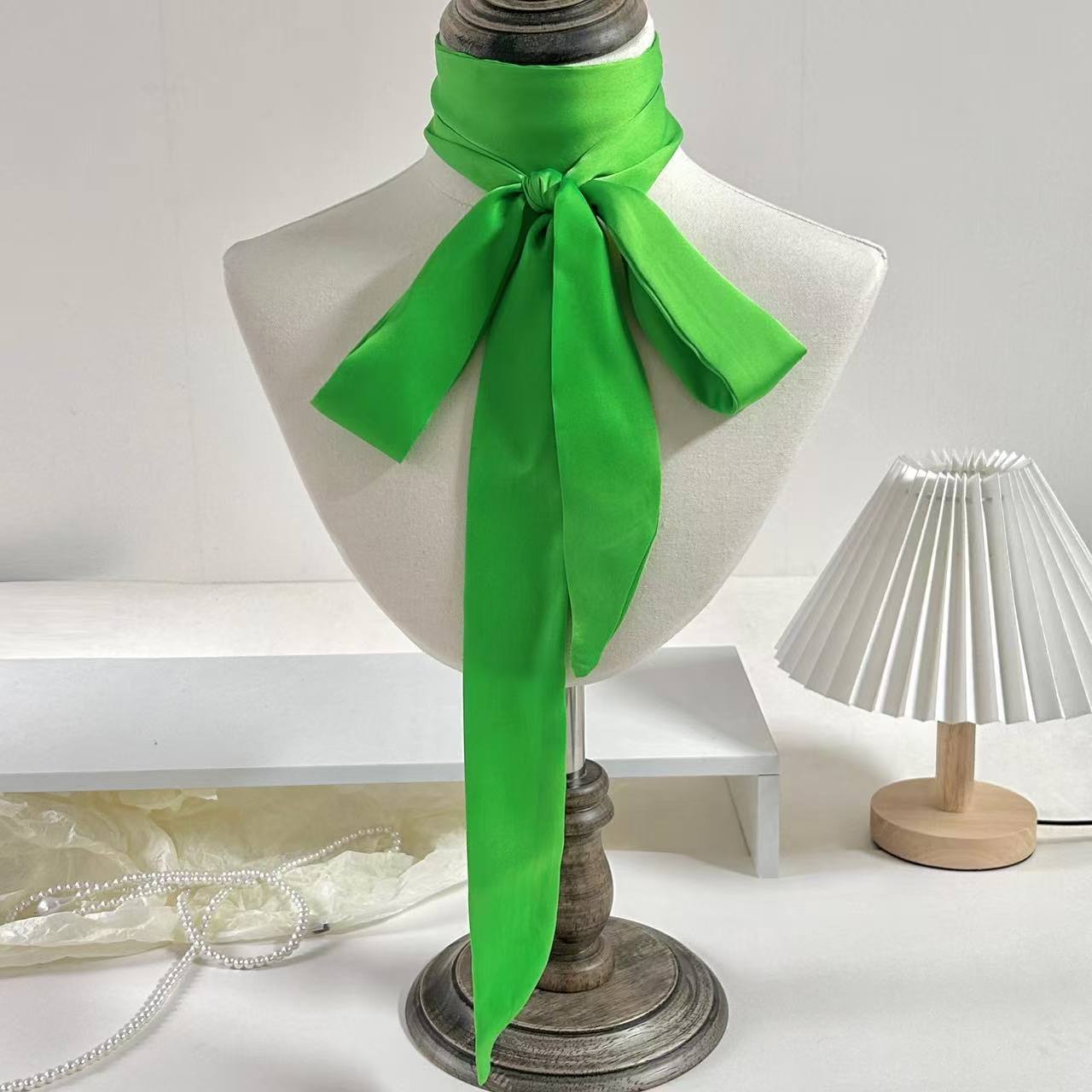 

Очень длинный 200 см однотонный тонкий и узкий шелковый шарф женский универсальный маленький шарф декоративная повязка на голову стример завязанные волосы