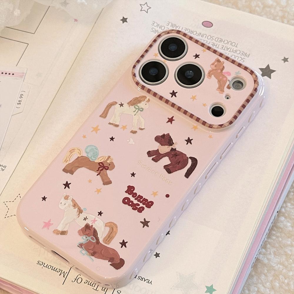 Cute Pink Pony Phone Case for IPhone 16, IPhone 17 Pro Max, and IPhone 14 with A Chain