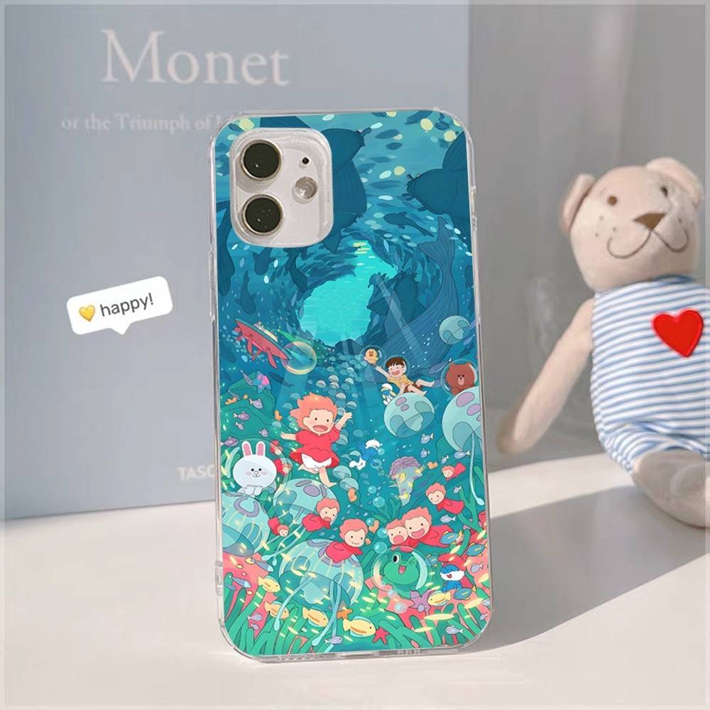 Japanese Cute P-Ponyo Movie On The Cliff For IPhone 17 16 16e 15 14 13 12 11 Pro Max Mini Plus Phone Case