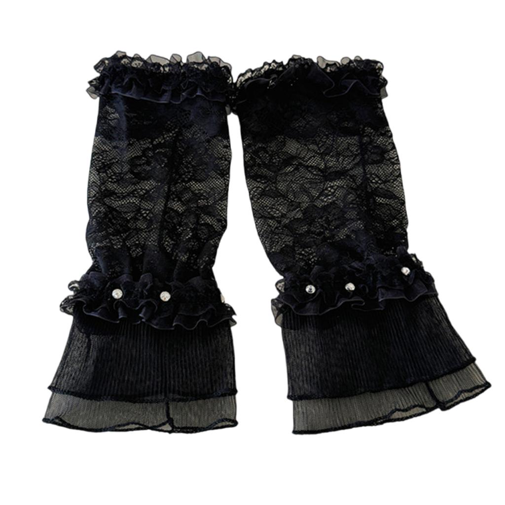 Elegant Lace Gloves With Rhinestone Bow Decor For Weddings Parties And Daily Outfits Soft Nylon Arm Sleeves