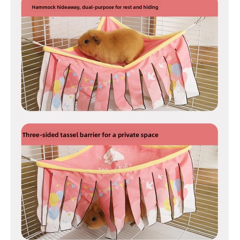 Triangle Shape Double Layer Tassel Nest Soft Comfortable Pet Hammock Hamster Corner Nest Rabbit